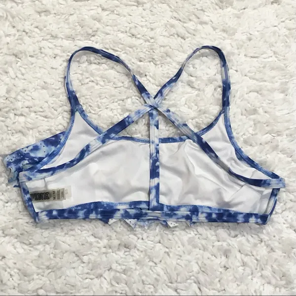 Pink Victoria’s Secret Tie‎ Dye Flounce Ruffle Strappy Bikini Top Blue White m - Image 2