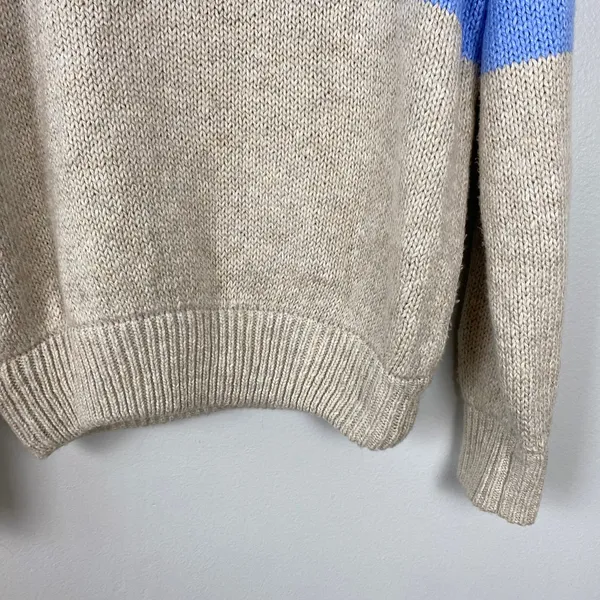 Aerie Mock Neck Sweater Blue Tan Striped Casual Cozy Pullover Size XS‎ - Image 9