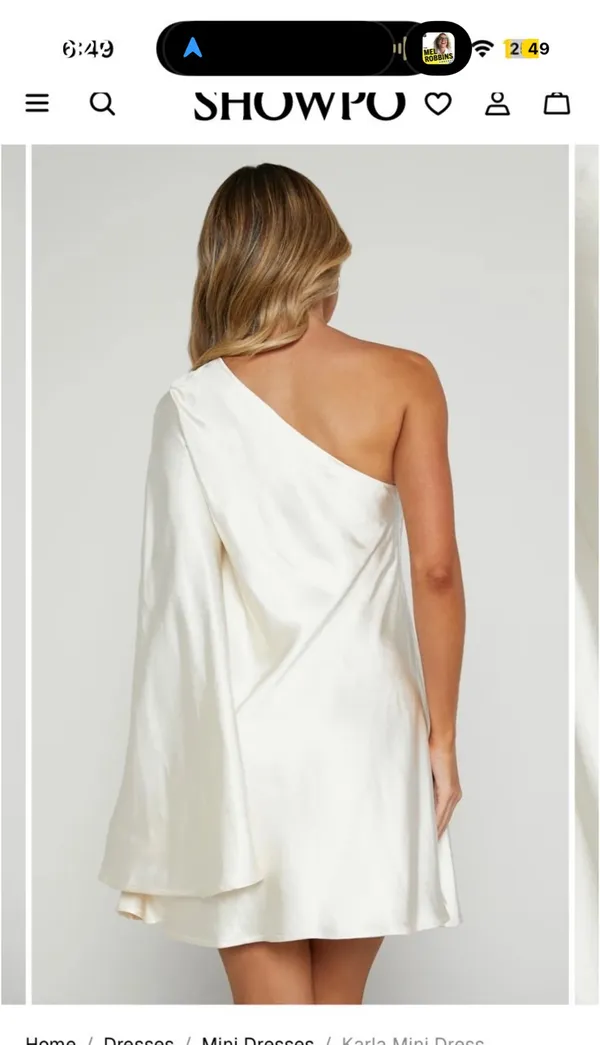 NWT Showpo Mini one shoulder long sleeve dress in pearl size 2 - Image 3