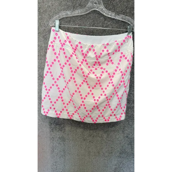 Lilly Pulitzer Skort Womens 8 Pink‎ White Luxletic Geometric Floral Embroidery - Image 3