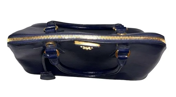 Prada Navy Blue Patent Saffiano Vernice Shoulder Bag Purse - Image 6