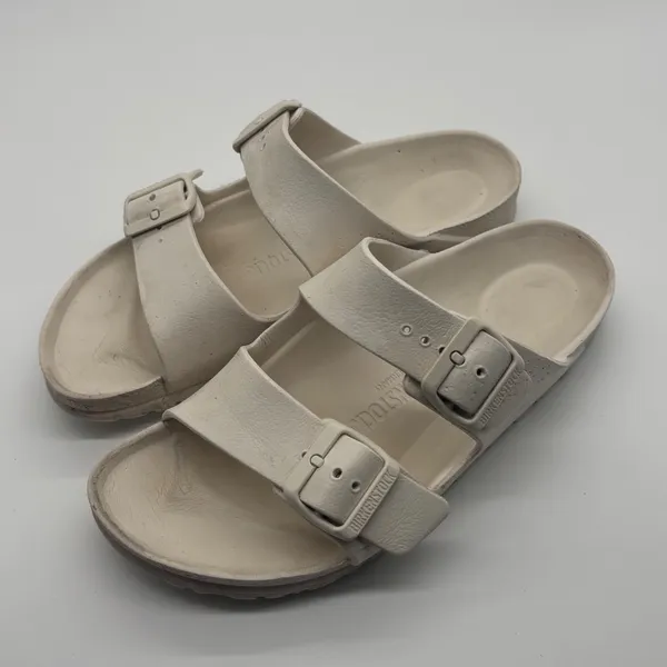 Birkenstock Arizona EVA Sandals Beige White Waterproof Slides EU 37 US 6-6.5 - Image 2