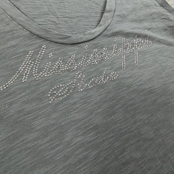 College Couture Mississippi State Tank Top Women's LG Gray Rhinestone Pockets - Image 4