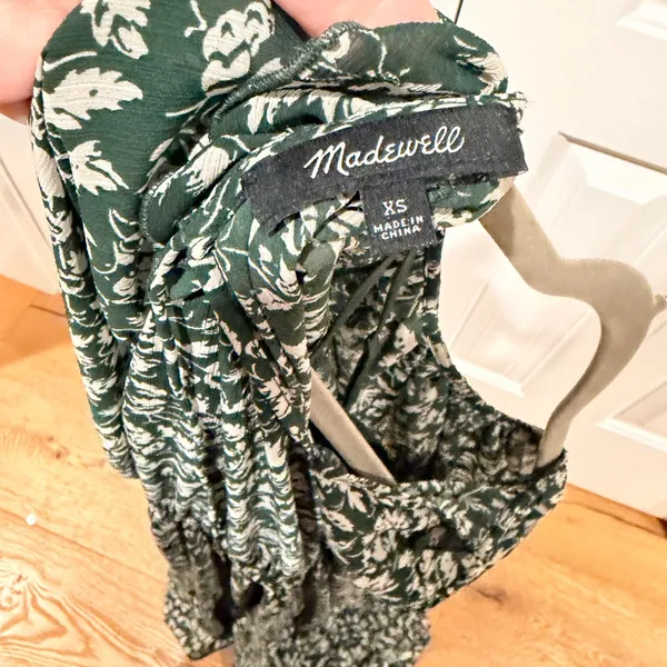 Madewell Green Floral Midi Dress | Size XS |‎ Long Sleeve - Image 10