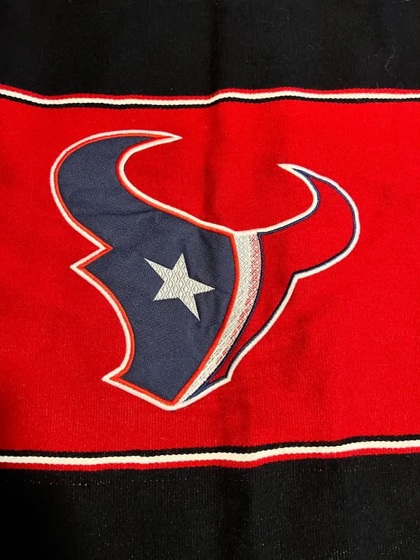 OSFA Houston Texans Striped Poncho- Red/Navy Fringe Gameday Serape - Image 3