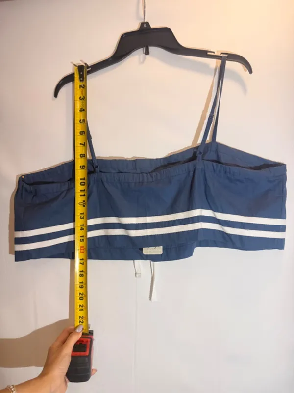 NWT Free People Fischer Navy White Nautical Sailor Striped Cropped Top Size L - Image 4