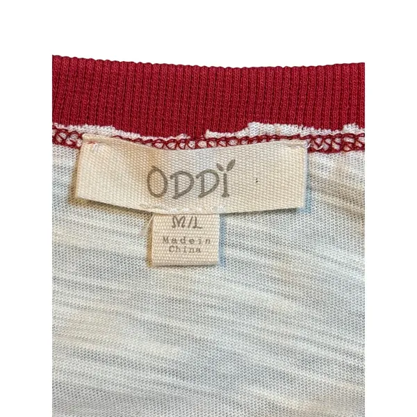 Oddi Boho‎ Mixed Media Bell Sleeve Top Floral Patchwork Red Women Size Med/Large - Image 7