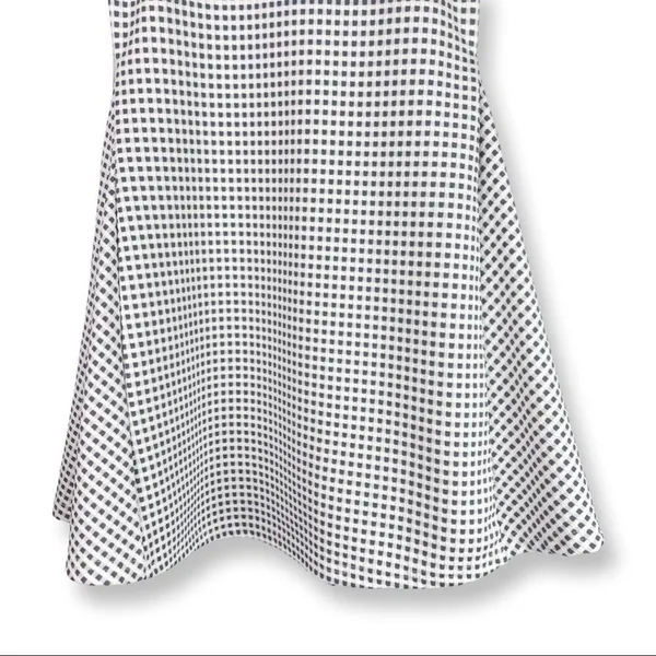 Sugar Lips Sleeveless Skater Mini Dress Textured Check Print Blue White Spring Summer Small - Image 3