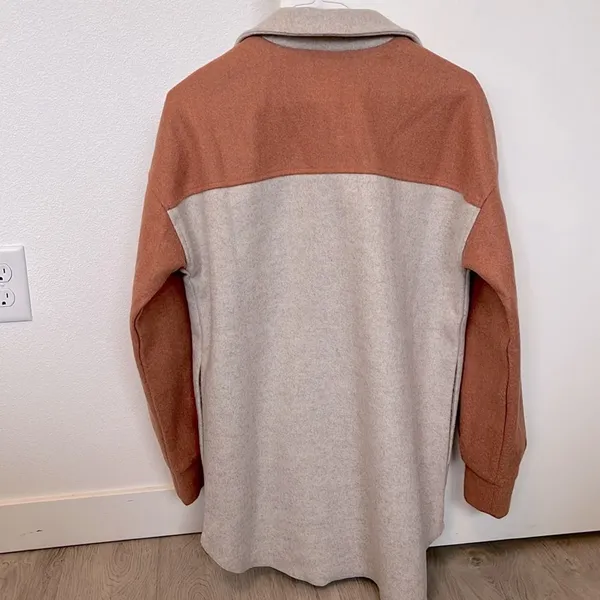 Hem & Thread Two-Tone Shacket Orange Cream Small - Shirt Jacket Layer Boho - Image 4