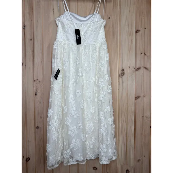 Lulus Delightful Charisma White Embroidered Sequin Mesh Dress Classy Long Medium - Image 11