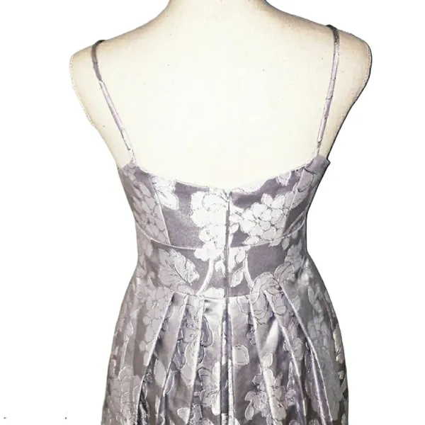 David’s Bridal silver Floral Spaghetti Strap Dress Size 2 - Image 2