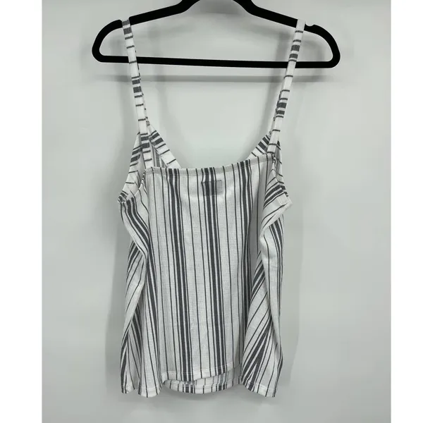 Laura Ashley Striped Tank Top Cami Sleeveless White Gray Womens Size XL NEW - Image 2