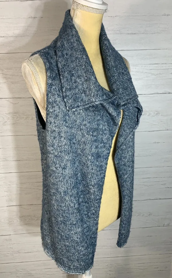 J.Jill Multi Blue Knit Open Front Draped Vest Sleeveless Sweater Xs - Image 6