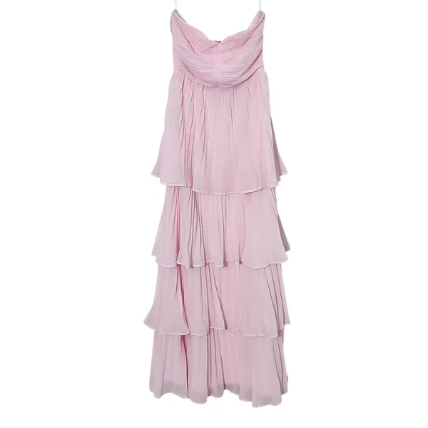 Lulus Pink Tiered Strapless Maxi Dress NWT Size XS Pink Wedding Guest Dress - Image 2