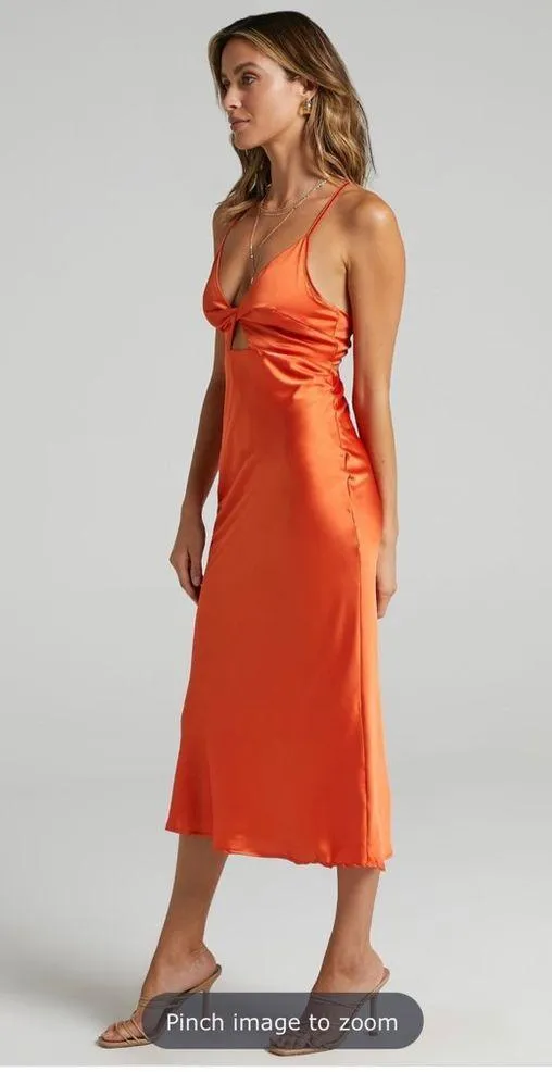 Reverse Stella Orange Midi Dress - Image 5