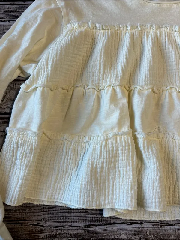 Altar’d State Cream Peplum Cottage Core Long-Sleeve Women’s Top size small - Image 3