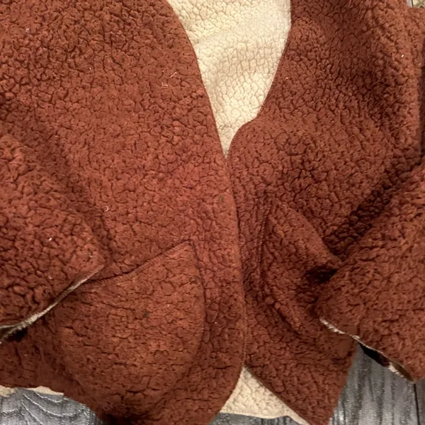 American Eagle Outfitters Rust and Cream Teddy Jacket - Image 2