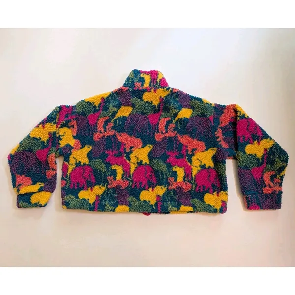 Pretty Garbage Oversized Crop Sherpa Fleece Half Zip Pullover Sz M Chunky Funky - Image 5