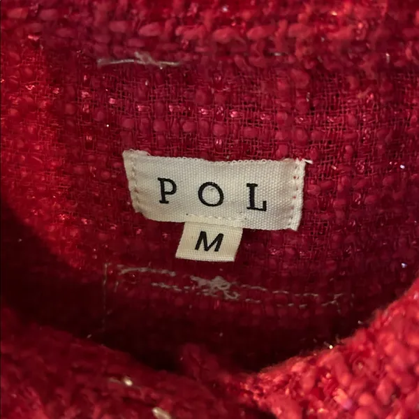 POL Pink Tweed Blazer Jacket Boxy‎ Fit Orange Shacket Medium - Image 4