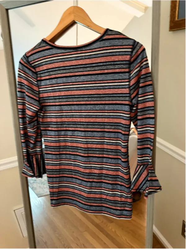 Women's Free People Striped Long Sleeve Tee, Size M, Blue and Pink - Image 4