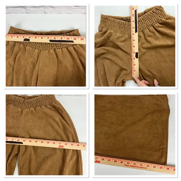 Earthbound Trading Co Faux Suede Wide Leg Brown Pant Boho Hippie Retro‎ Comfy S - Image 6