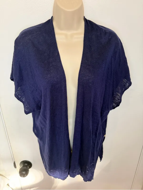 Lilly Pulitzer Linen Cardigan Sweater XXS XS True Navy Myra Open Front Drape - Image 5