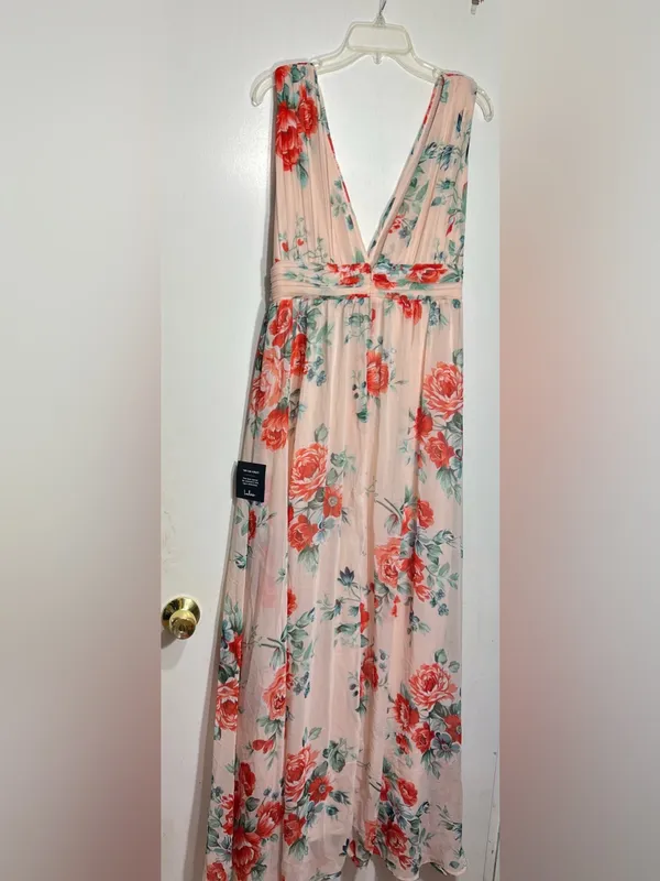 NWT Lulus Garden Meandering Blush Floral Print Maxi Dress size L - Image 11