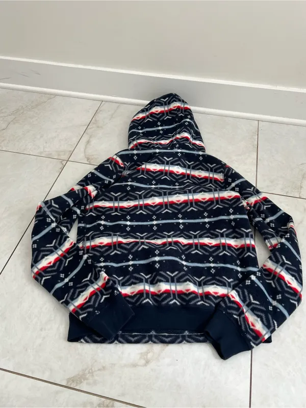 Abercrombie & Fitch Navy Blue Fair Isle Hoodie Size Small - Image 3