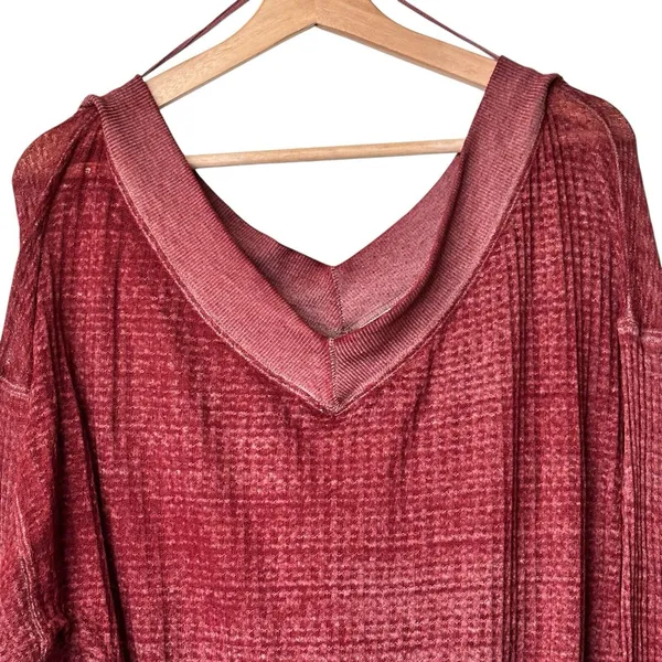 We The Free XS South Side Thermal Balloon Sleeve oversized Top - Image 5