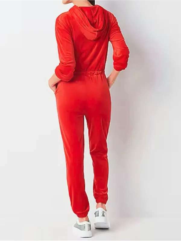 Y2K Juicy Couture Red Velour Zip-Front Jumpsuit Size M NWOT - Image 2