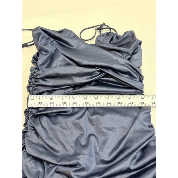 Lucy in the Sky Navy Ruched‎ Bodycon Mini Dress Spaghetti Strap V-Neck Size M - Image 5
