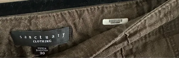 Sanctuary Clothing Olive Green Linen Cargo Pants - Size 30 - Image 3