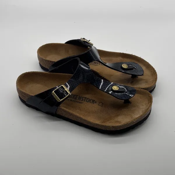 Birkenstock Gizeh Galaxy Black Glitter Patent Leather Sandals Womens 39 L8 M6 - Image 9