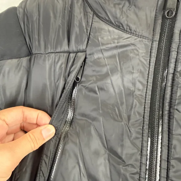 Lululemon Fluff the V Hooded Jacket Black Quilted Puffer Hybrid Full Zip Women L - Image 4