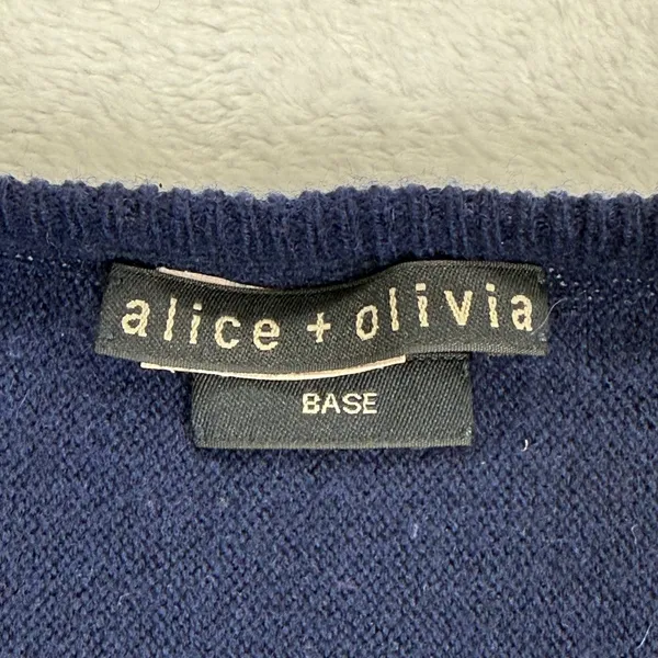 Alice + Olivia Aaron Navy Blue‎ Wool Cashmere Blend Crewneck Sweater Est small - Image 2