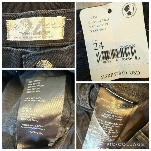 FREE PEOPLE Maggie Mid Rise Washed Black Distressed Jeans Raw Hem Size 24 NEW - Image 10