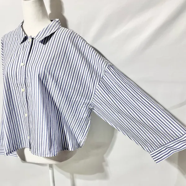 New Everlane 100% Cotton The Woven PJ Button Down Top Blue Stripe Size XL - Image 8
