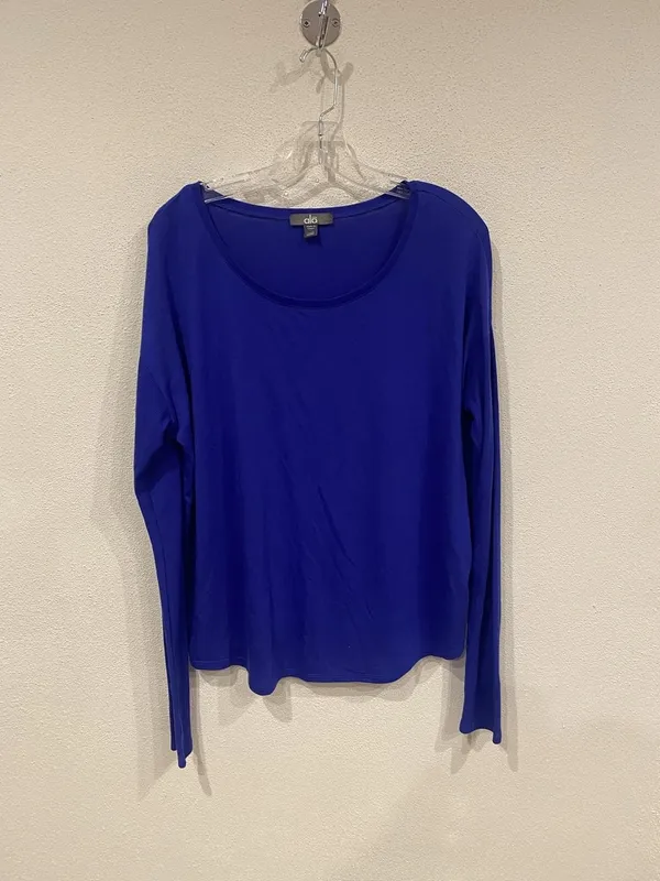 Alo Yoga Shirt Womens Large Blue Long Sleeve Scoop Neck Lightweight Athletic - Image 2