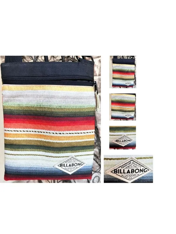 Billabong Crossbody Bag Purse Stripe Canvas Adjustable Strap Zip Close Australia - Image 10
