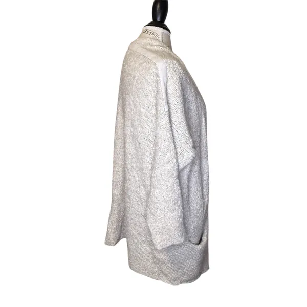 Aerie Wool Blend Cozy Women's Gray Cream Sweater Cardigan Wool Blend L / XL - Image 4