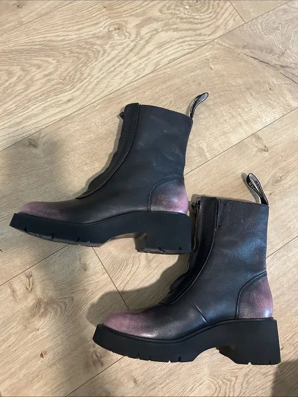 CAMPER Milah Black and Pink Leather Mid Boots, Size EU38/US7.5 NWOT Display pair - Image 7