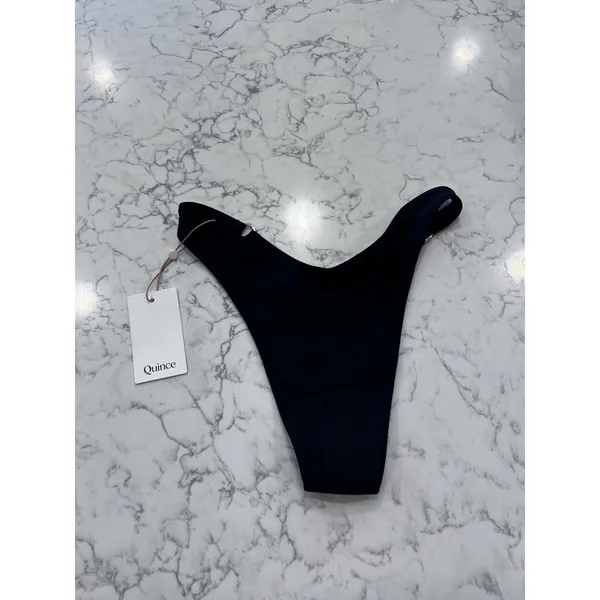 NWT Quince Black Italian High-Leg Ring Bikini Bottom Size XS - Image 4