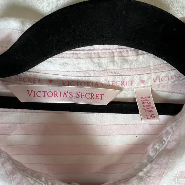 Victoria's‎ Secret Pink White Striped Cotton Sleep Shirt Nightgown Womens Large - Image 5