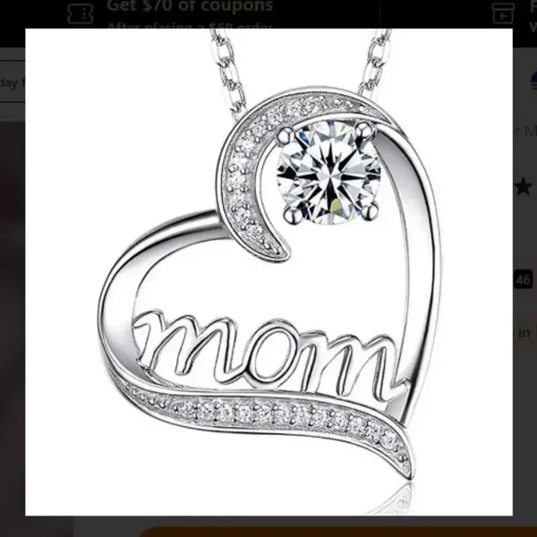New silver toned Mom heart‎ necklace - Image 2