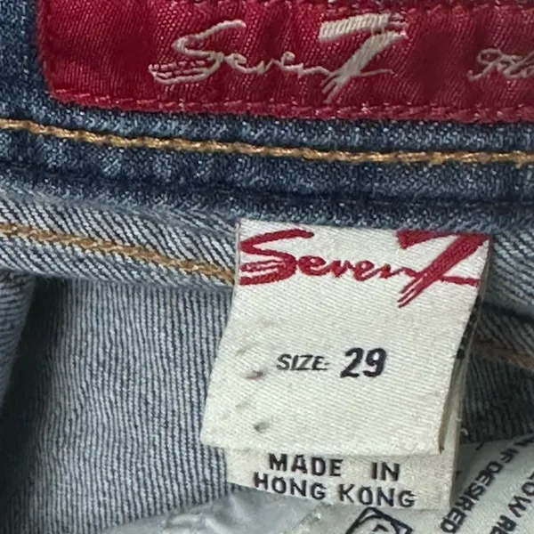 Seven7 Jeans‎ Womens 29 Flare Low Rise Medium Wash Denim Stretch Whisker 30x32 - Image 10