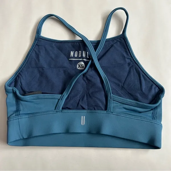 NoBull Women Matte High Neck Sports Bra Unpadded Teal Blue Stretch Size XS NWOT - Image 4