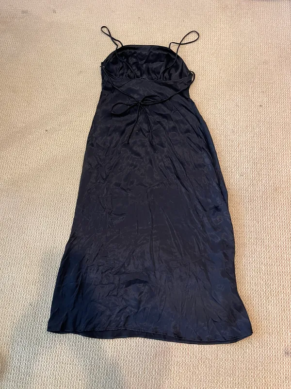 ZARA Spaghetti Strap Midi Satin Dress Size S - Image 4