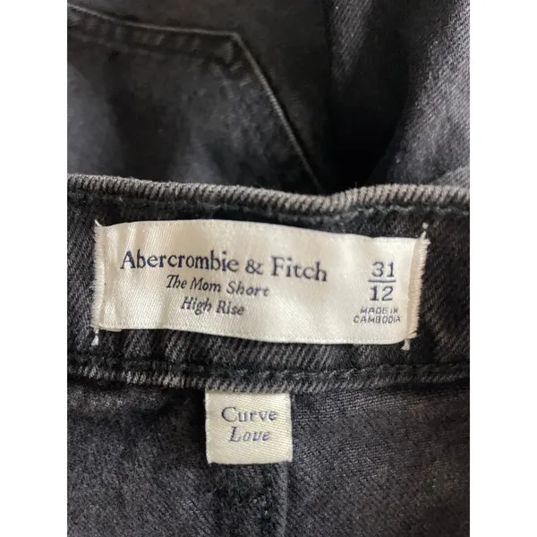 Abercrombie & Fitch The Mom Shore High Rise Black Cutoff Denim Jean Shorts 12 - Image 5