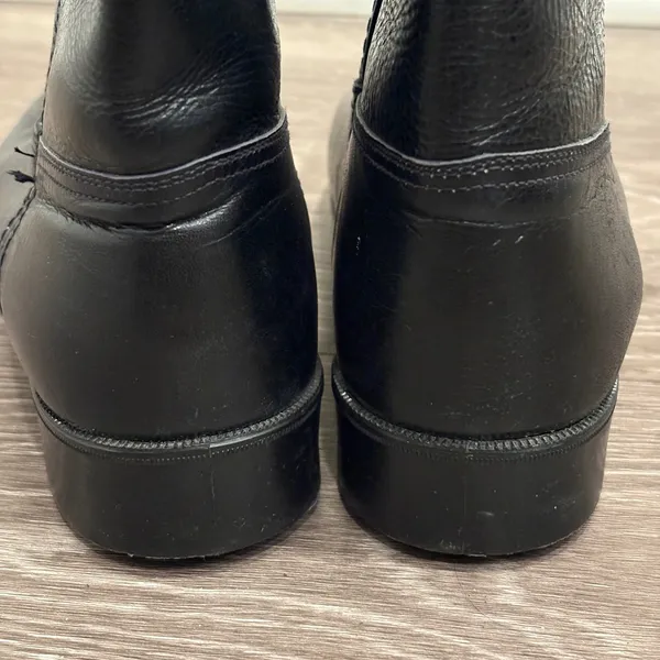 VTG Y2K Justin Black Leather Roper Western Cowboy Boots Square Toe 5.5 Wide Boho - Image 9