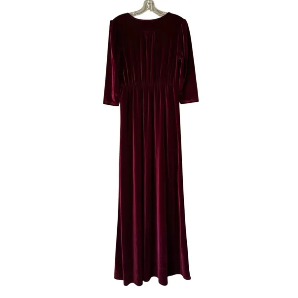 BalticBorn Women Size Medium Velour Maxi Dress‎ Red Peasant Hippie Bohemian Long - Image 2